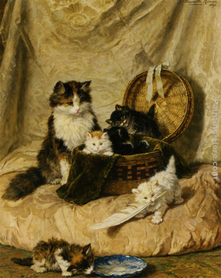 Kittens At Play painting - Henriette Ronner-Knip Kittens At Play art painting